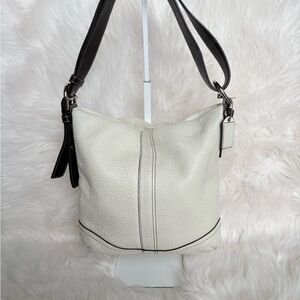 Coach Off-White Pebbled Leather Hobo with Dark Brown Trim